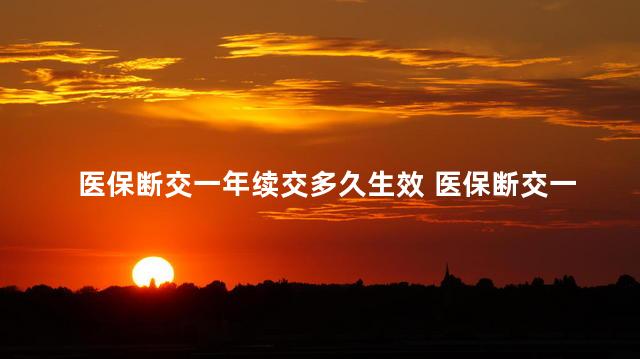 医保断交一年续交多久生效 医保断交一年续交多久能用